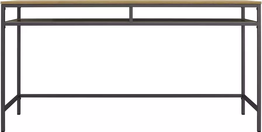 Computerbureau van gelamineerd spaanplaat eikenhout en metalen frame in grafietgrijs - Foto 2