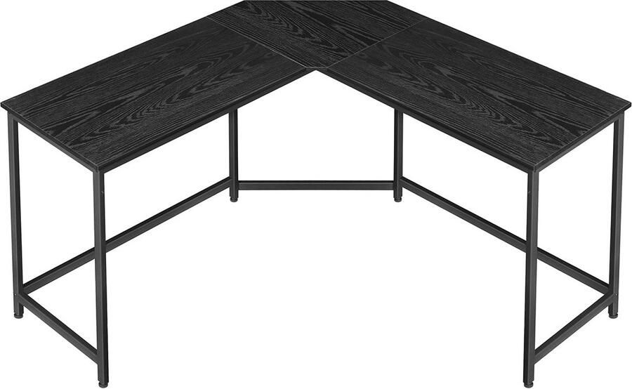 Rootz Living Rootz Computerbureau Werkstation Studietafel Spaanplaat en Staal Ruim Stevig Eenvoudige montage Ebbenhout Zwart-Inktzwart 149cm x 149cm x 76cm