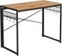 Computertafel opklapbaar bureau met 8 haken werkplek geen gereedschap nodig industrieel ontwerp voor thuiskantoor laptop en PC vintage bruin-zwart LWD042B05 - Thumbnail 2