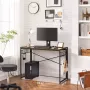 Computertafel opklapbaar bureau met 8 haken werkplek geen gereedschap nodig industrieel ontwerp voor thuiskantoor laptop en PC vintage bruin-zwart LWD042B05 - Thumbnail 1