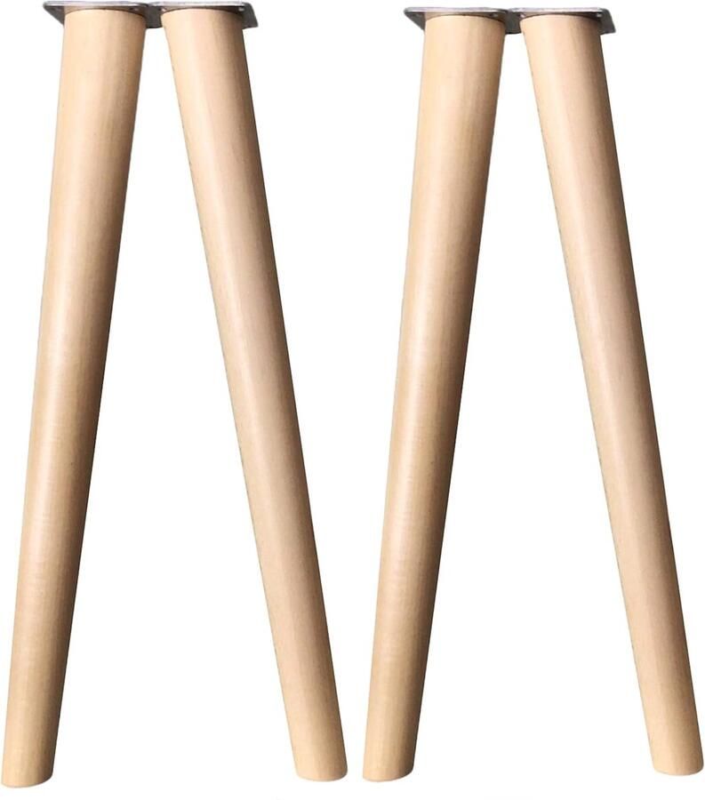 Conische houten poten set van 4 massief beukenhout 15 cm hoog