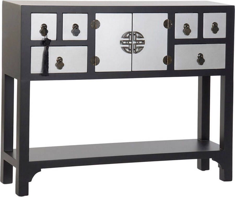 Console DKD Home Decor Zwart Multicolour Zilverkleurig Spar Hout MDF 95 x 24 x 79 cm