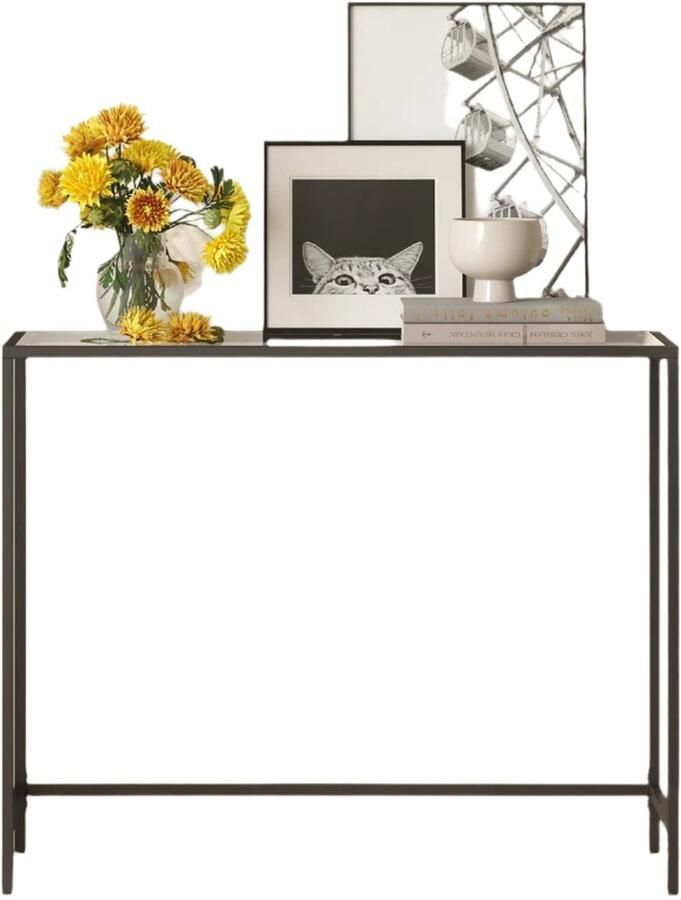Console Table Sofatic bijzettafel duurzaam metaal en glas 100 cm x 35 cm x 80 cm