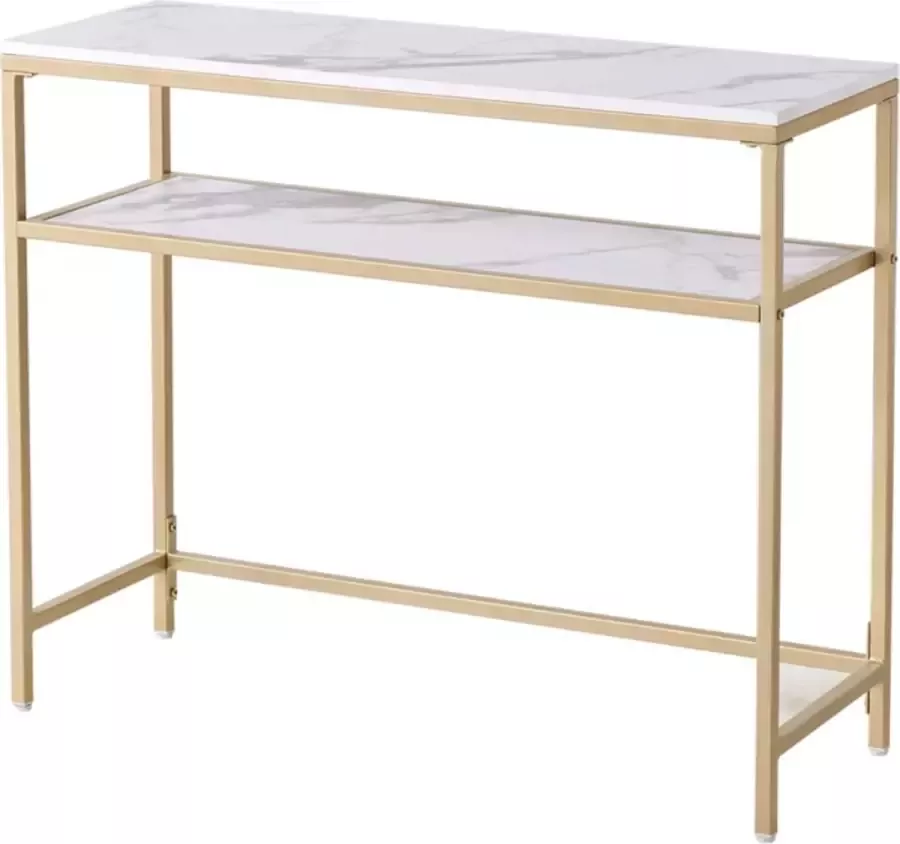 Console tafel Wandtafel Bijzettafel Haltafel Sidetable Goud en marmer luxe