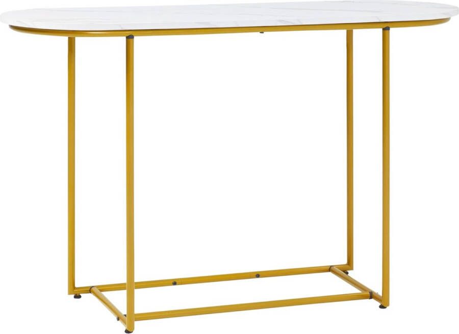 consoletafel gangtafel moderne bijzettafel banktafel voor woonkamer gang entree staal wit+goud 120 x 40 x 75 cm
