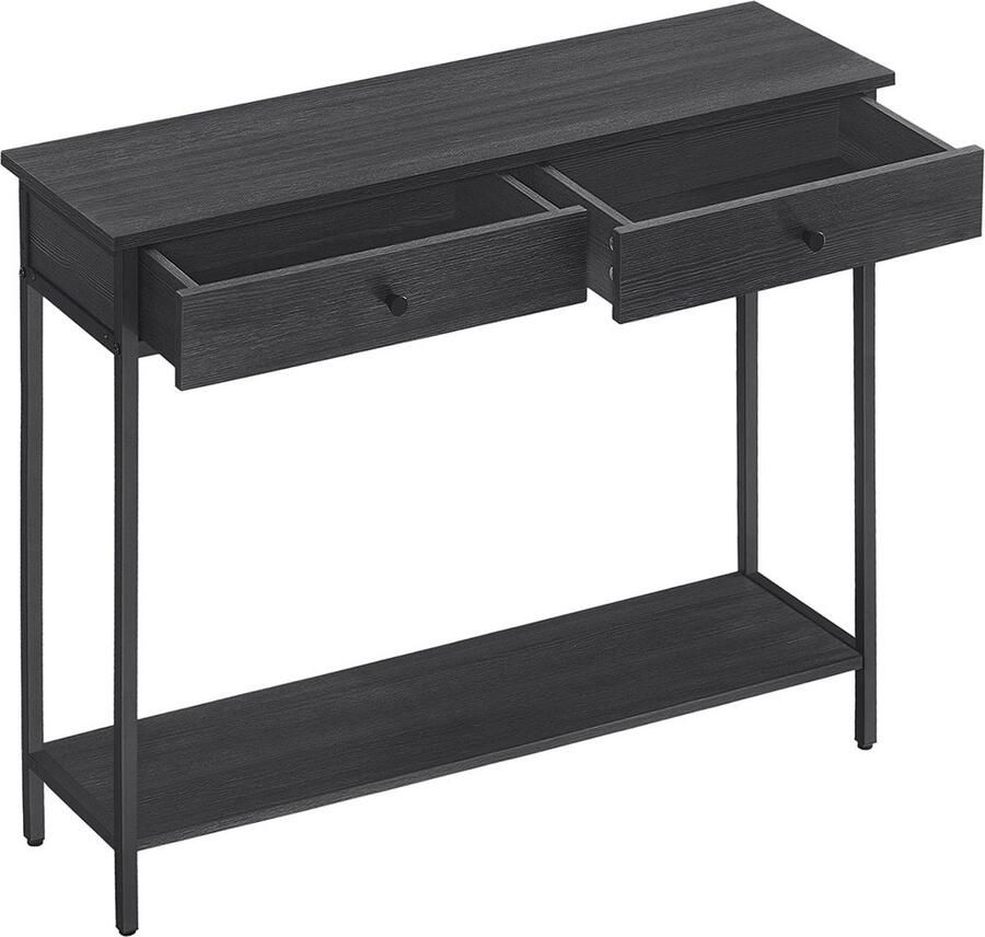 Rootz Living Rootz Consoletafel met 2 Laden Antraciet Grijs Inkt Zwart Spaanplaat Staal 30cm x 100cm x 80cm Modern Design 16 2kg