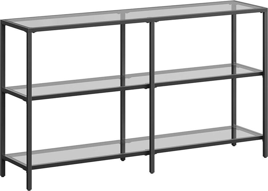 Rootz Living Rootz Consoletafel Ingangstafel Moderne tafel Gehard glas Stalen frame 30 cm x 130 cm x 73 cm Inktzwart Leisteengrijs