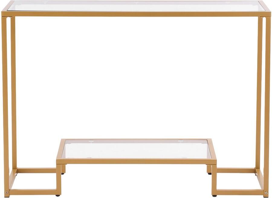Consoletafel met 2 Niveaus In Modern Design Rechthoekig (107 X 35 4 X 75 5 Cm) met Blad Van Gehard Glas Robuuste Bijzettafel met Kantelbeveiliging voor Woonkamer Hal Entree En Foyer
