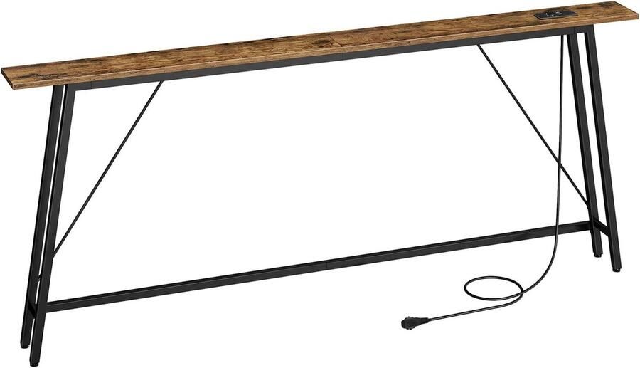 Consoletafel met oplaadstation – smalle bankconsole met 1 AC-stopcontact en 2 USB-poorten lange haltafel voor gang of woonkamer