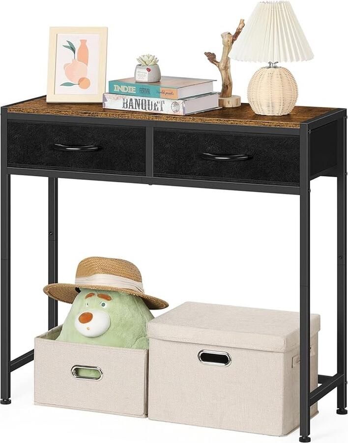 Consoletafel smal 86 x 30 x 78 cm halmeubel consoletafel met laden slanke haltafel banktafel opbergtafel entree woonkamer slaapkamer vintage bruin