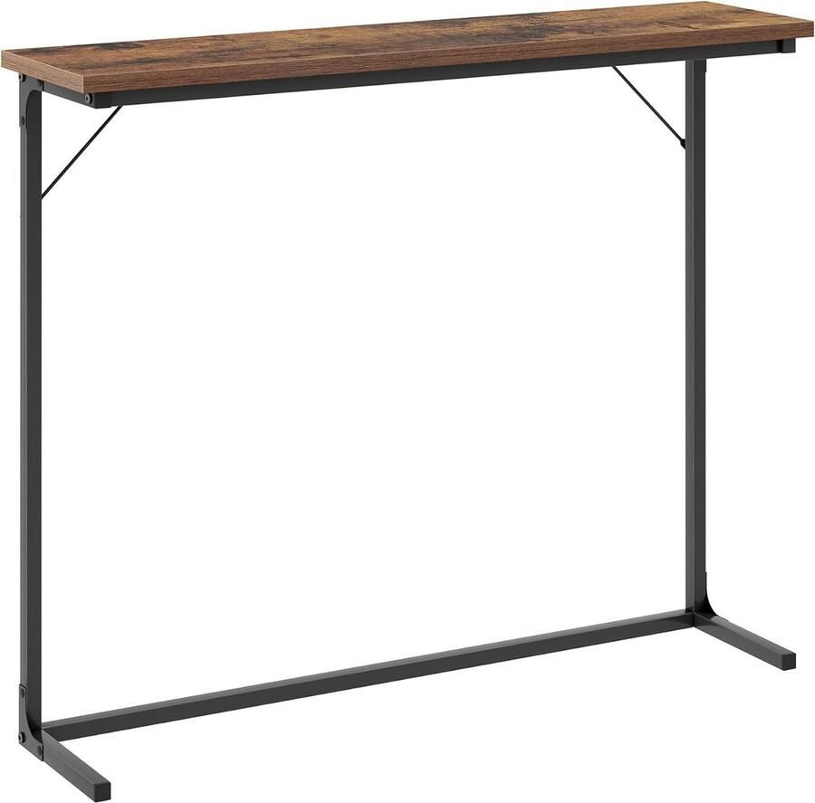 Consoletafel smalle banktafel entreetafel met eenvoudige montage voor woonkamer entree 100 x 24 x 80 cm rustiek bruin en zwart