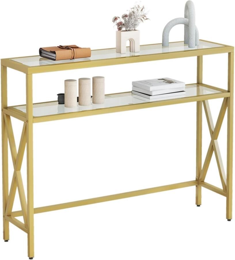 Consoletafel van gehard glas industriële sfeermaker voor hal 1 stuk goud 101 × 25 × 80 5 cm