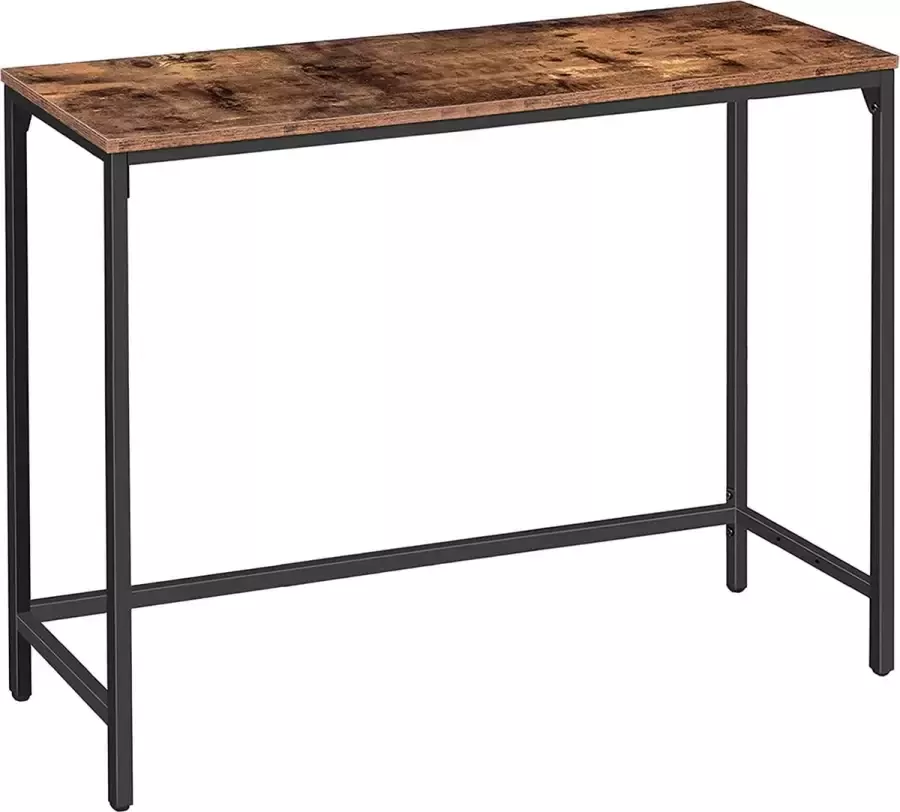 Consolettafel gangtafel bijzettafel met verplaatsbare steunstang sofafel 100 x 30 x 72 cm industriële stijl stabiel voor woonkamer hal vintage EBF30XG01