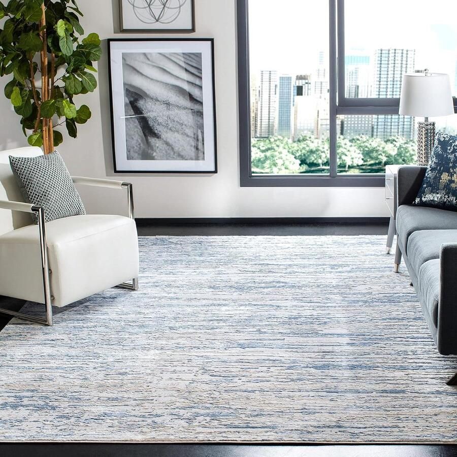 Contemporary Area tapijt geweven mix polypropyleen & polyester Ivoor blauw 120 X 180 cm