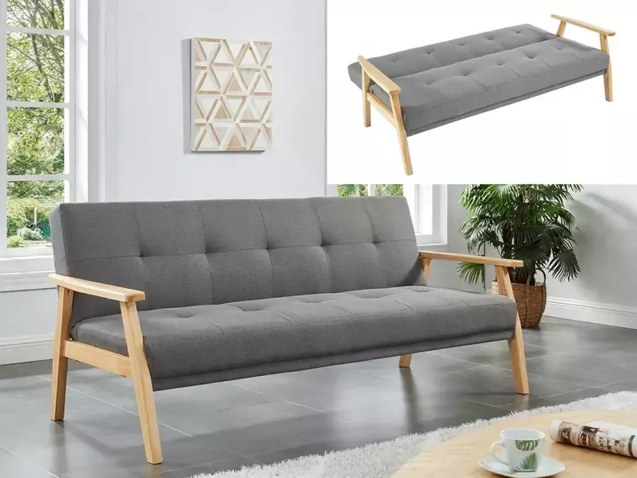 Converteerbare driezitsbank van stof LALY Grijs L 189 cm x H 82 cm x D 81 cm
