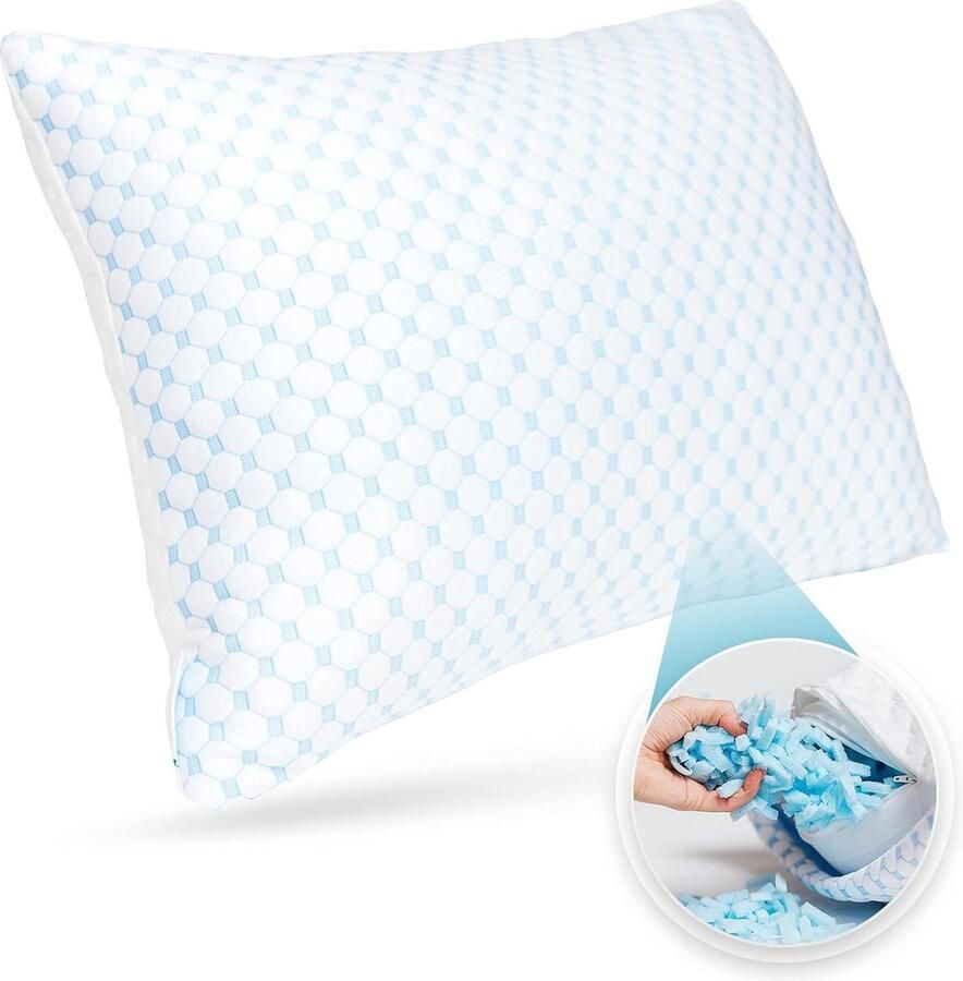 Cool-Cloud Adjustable Height with Gel Granules 70 x 50 cm Bed Pillow Support and Neck Pillow for Side Sleepers Breathable and Comfortable