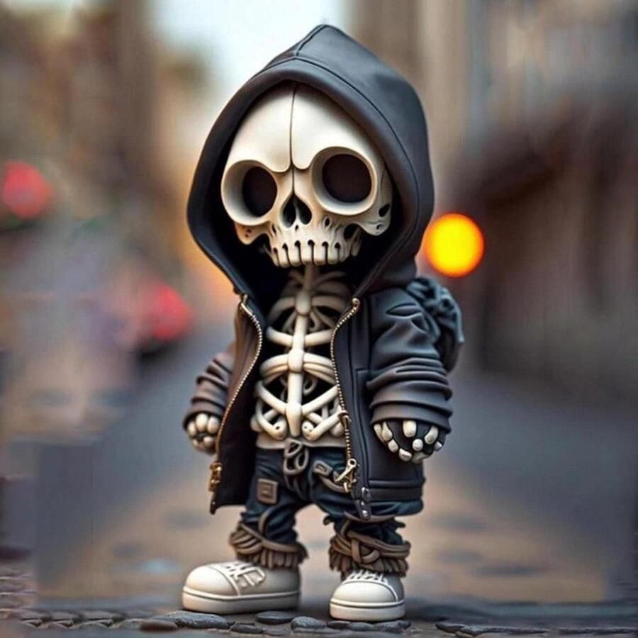 Coole skeletbeeldjes gotische skeletten klein beeldje standbeeld harsambachten schattig standbeeld skelet monument Halloween skelet decor voor thuis bureau decor content in (A)