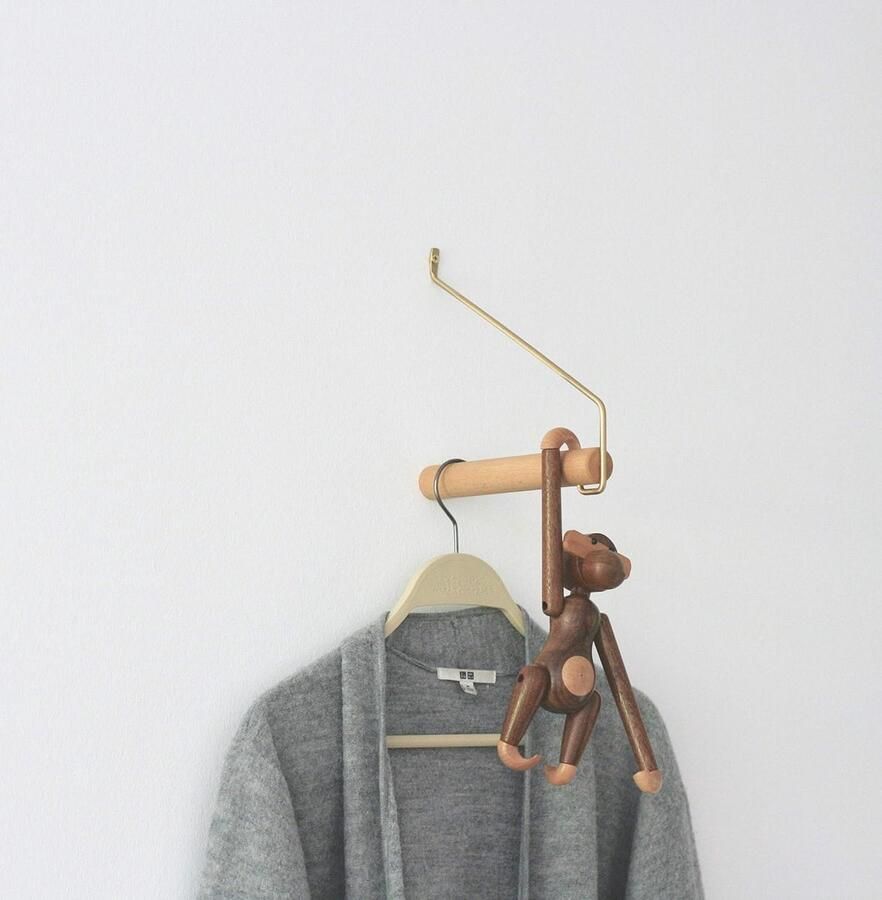 Coordinate Wandhaak Hout Messing Stijlvolle Kapstok 1 stuk Beuken Wandmontage