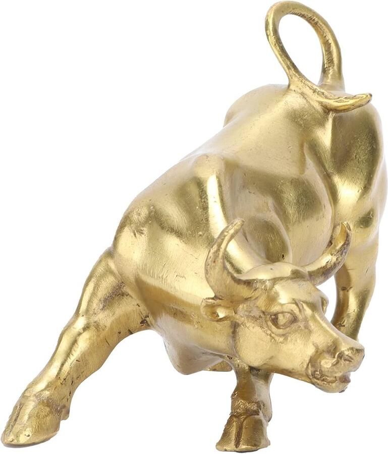 Copper Bull Ornament Bull Sculpture Lying Position Animal Statue Modern Abstract Bull Figurine Artwork Desk Decoration Home Office Decorative Ornament