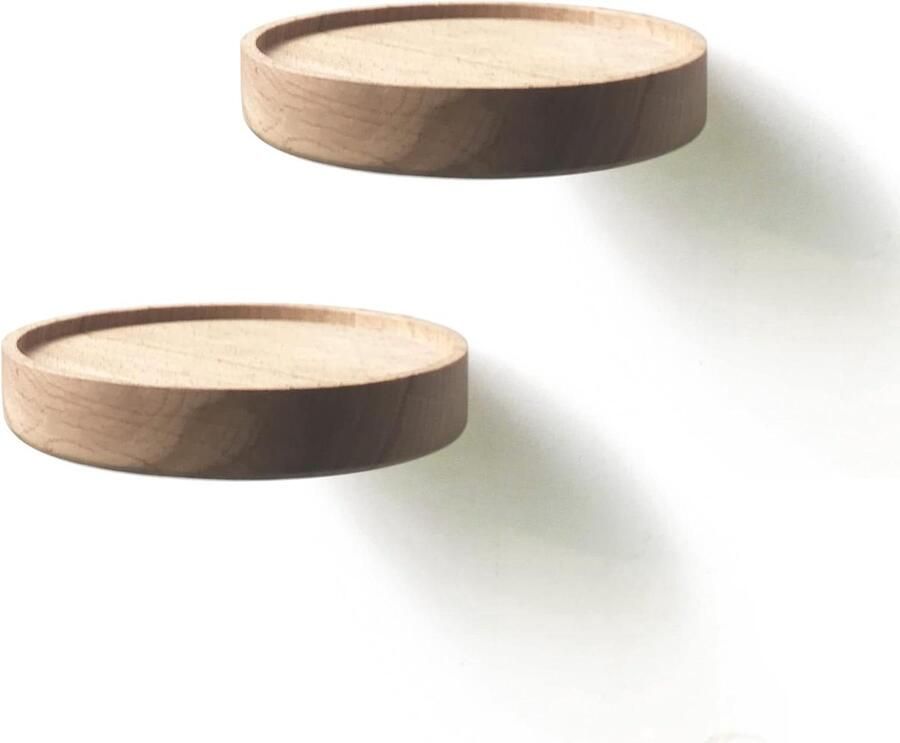 Coracle Wandplank Hout Zwevende Plankbeugel Set van 2 Ø12cm
