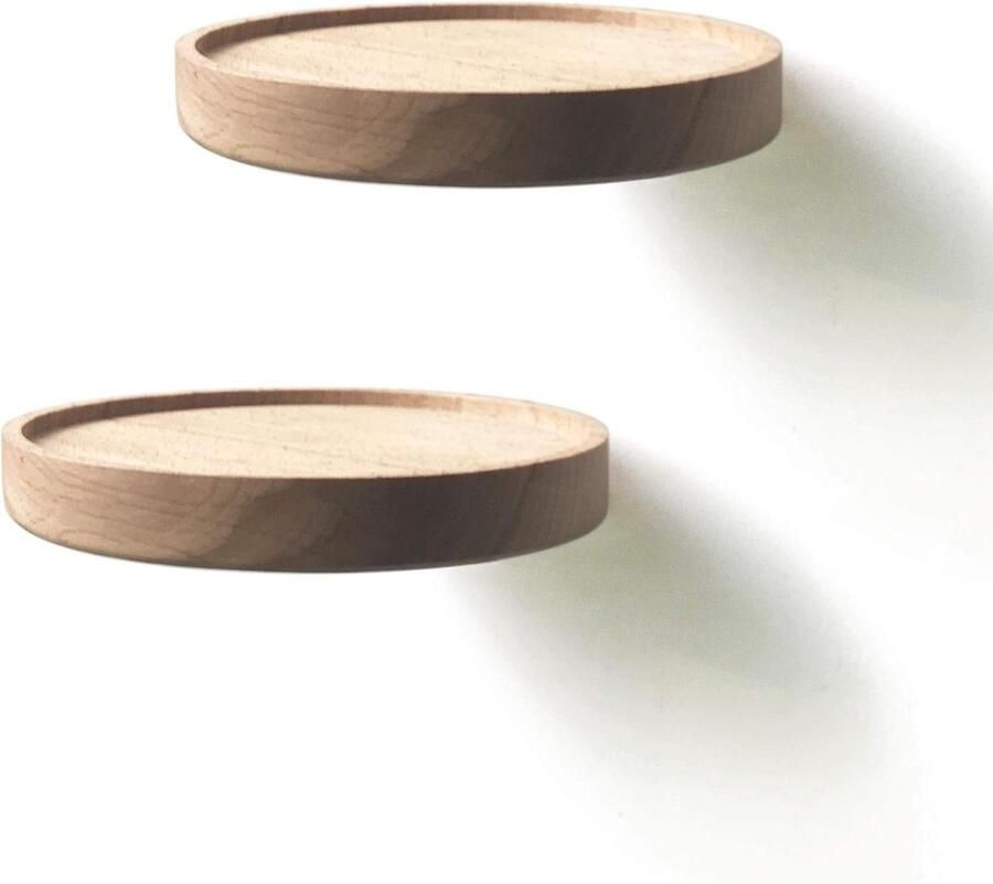 Coracle Wandplank Hout Planten Zwevende Plankbeugel Wandrek Rond Kruidenrek Muurrek Hangrek presentatie voor plant foto kaarsen Moderne Wanddecoratie Design Set van 2 (Doorsnee Ø15cm) hexagon shelves
