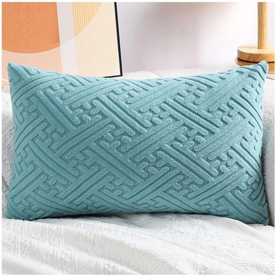 Furnibella -Corduroy Kussenhoes 50x70 cm – Zachte Decoratieve Sierkussenhoes voor Bank Fauteuil of Slaapkamer – Light Blue – 1 Stuk