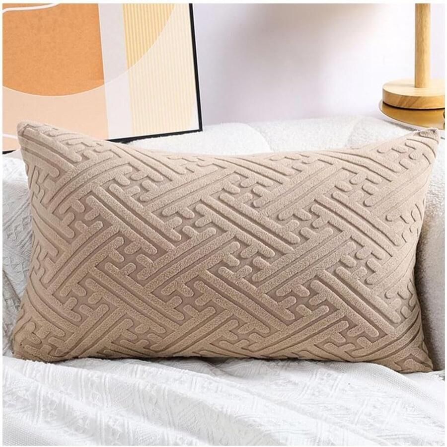 Furnibella -Corduroy Kussenhoes 50x70 cm – Zachte Decoratieve Sierkussenhoes voor Bank Fauteuil of Slaapkamer – lichte kerrie – 1 Stuk