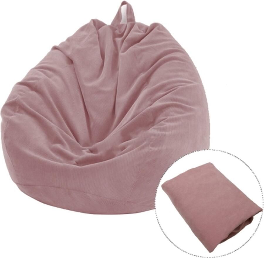 Corduroy luie zitzak stoel bankhoes afmeting: 85x110cm (roze)