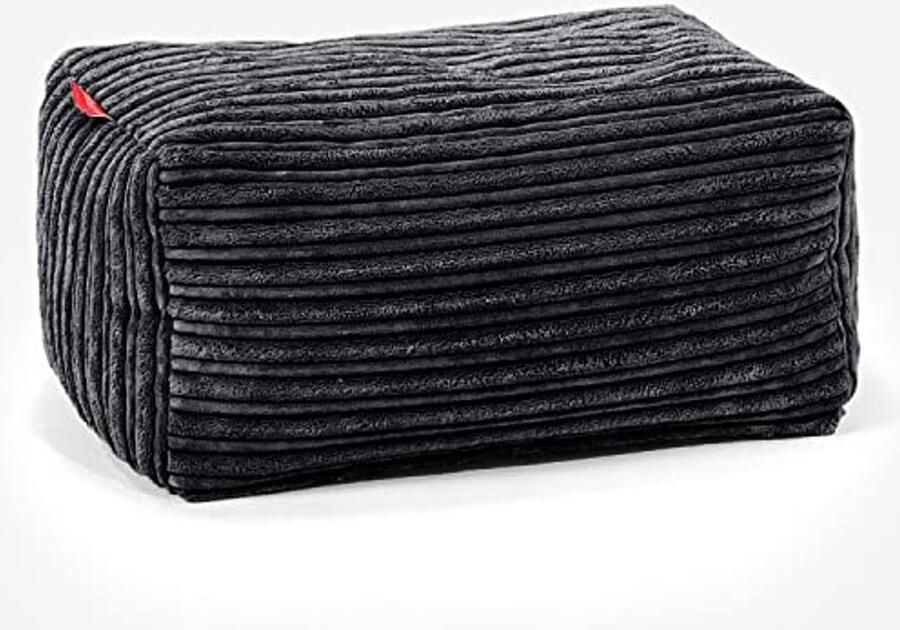 Corduroy Poef Zitzak voor Woonkamer Zwarte Kleine Voetenbank