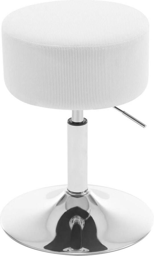 BukkitBow Draaibare Barkruk Corduroy-Metaal Verstelbaar & Gemakkelijk Max. 150 kg Belastbaarheid Wit