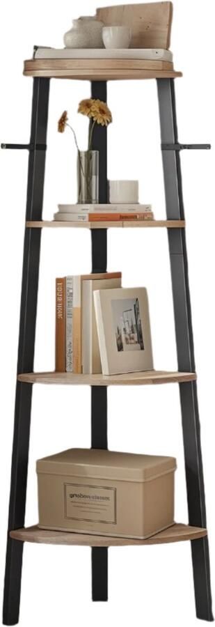 Corner Shelf Bookshelf Conductor Shelf 4 Levels Wooden Chipboard Space Saver 34 x 34 x 125 cm