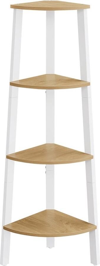 Corner Shelf Corner Bookcase 4 Level Display Stand Sturdy Design 33.4cm x 33.4cm x 125cm