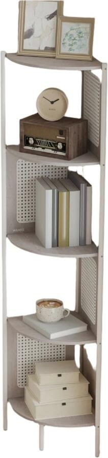 Corner Shelf with 5 Levels Bookshelf Rattan Side Panels Space-Saving Design 31.9 x 31.9 x 156.4 cm