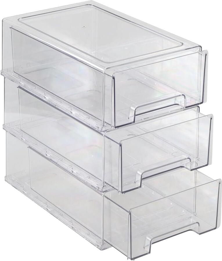 Correctie: 3-Pack 6 Quart Clear Plastic Opslaglade Kleine Desktop Stapelbare Opslagladen