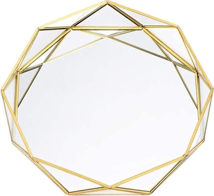 Opslag lade ronde glazen plaat messing decoratieve lade sieraden parfum organizer Western Cake Dessert plaat Nordic eenvoudige stijl voor dressoir badkamer