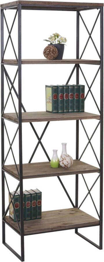 Cosmo Casa Boekenkast staande plank- Woonplank- Echt houten metalen 5 niveaus- 174x60cm