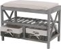 Cosmo Casa Schoenenrek Bank schoenenrek- Vintage uitstraling- 45x65x34 cm Grijs - Thumbnail 1