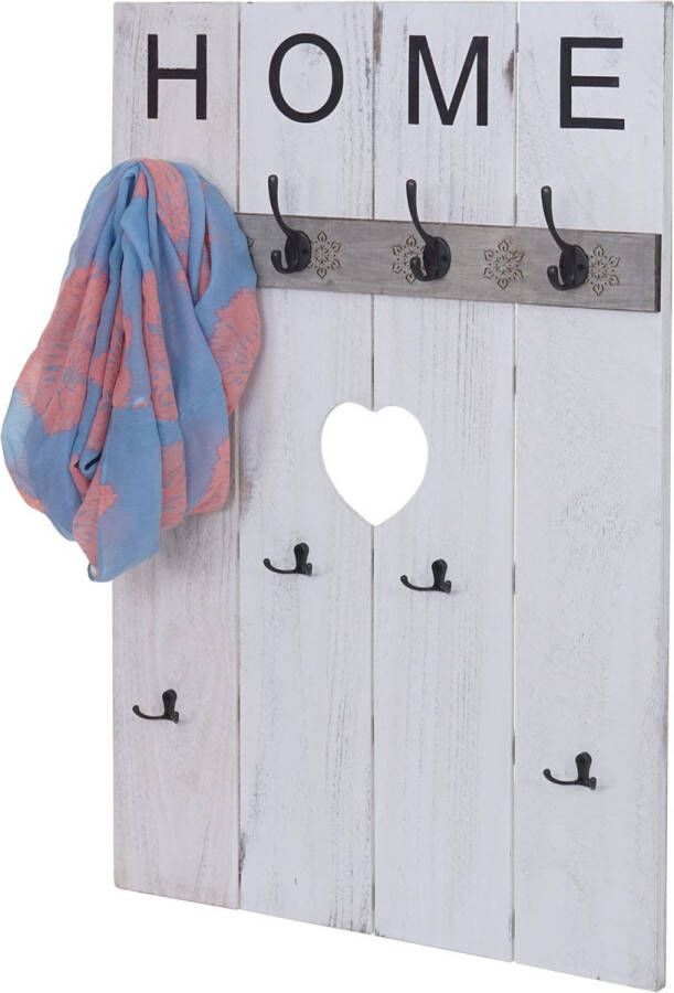 Cosmo Casa Wall coat rack Home Coat rack panel Shabby look vintage 8 hooks 91x60cm White shabby