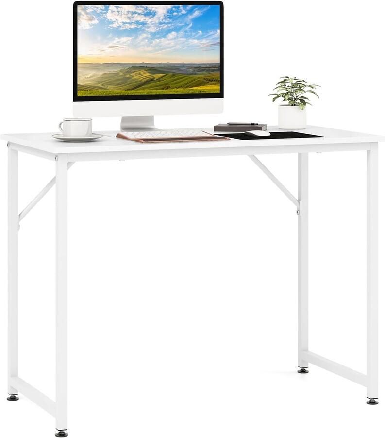 COSTWAY Bureau kleine computertafel 100 x 50 x 75 cm bureautafel pc-tafel metalen frame voor thuiskantoor werkkamer