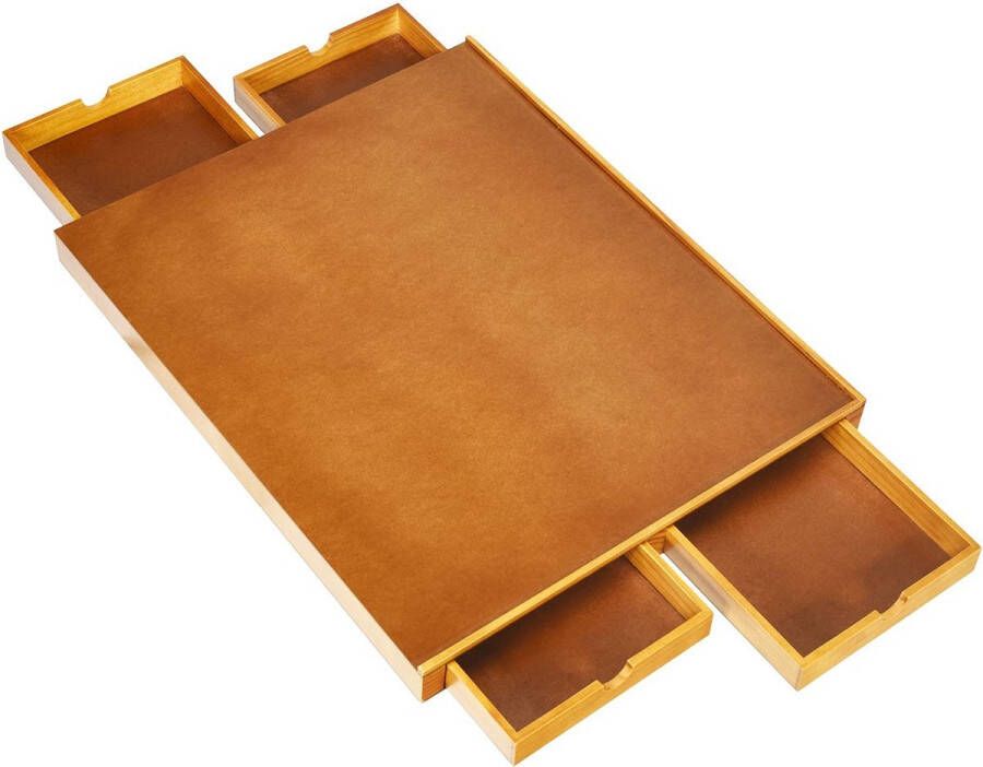 COSTWAY Houten Puzzeltafel Puzzelbord met Glad Werkblad en 4 Schuifladen Draagbare Puzzeltafel voor 1000-1500 Stuks 80x65cm