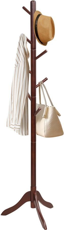 COSTWAY Kapstok van hout in hoogte verstelbaar in boomvorm jasstandaard voor slaapkamer woonkamer 175 cm bruin