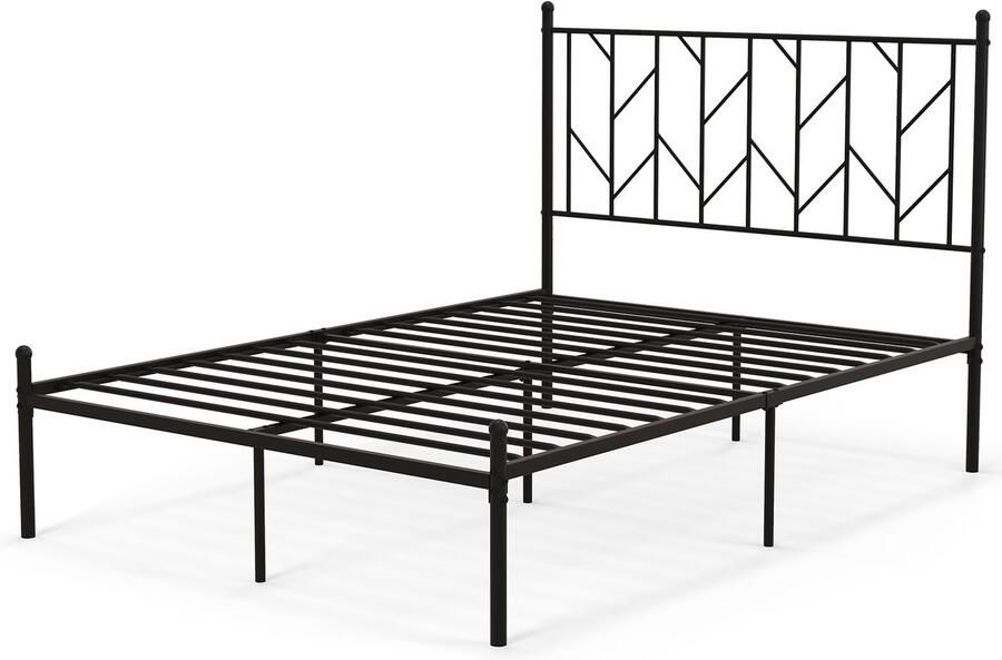 COSTWAY Metalen bed bedframe voor matras van 190 x 140 cm tweepersoonsbedframe bedframe met lattenbodem 30 cm opbergruimte onder het bed metalen logeerbed voor slaapkamer logeerkamer
