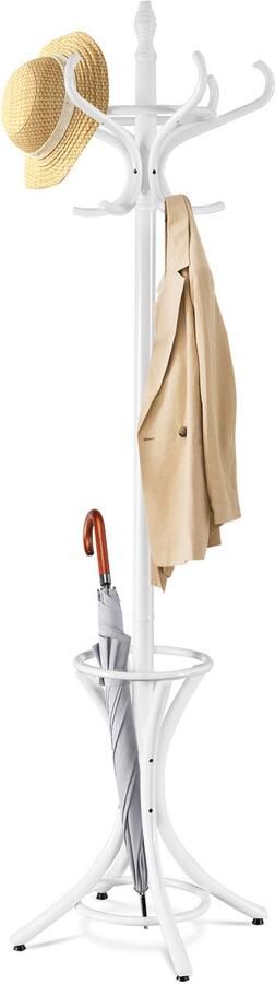 COSTWAY Staande kapstok hout 12 haken Home hoed jas hanger boom 12 met paraplu houder kapstok