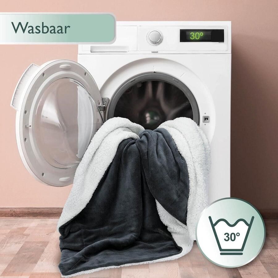 Cosy Fleece Deken 150x200cm Sherpa Deken Antraciet Wit Winter Deken Fluffy Plaid Bank Deken Schapenvacht Uitstraling