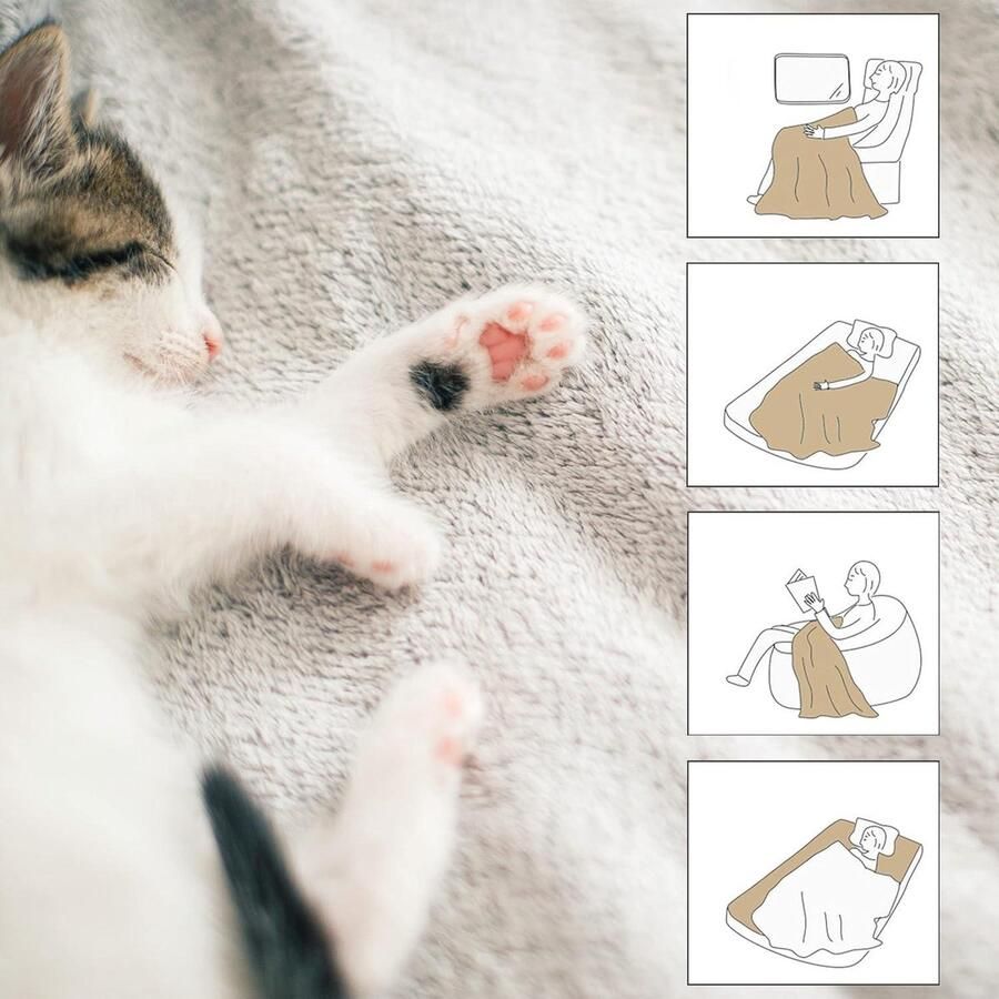 Cosy Fleece Deken Extra Zacht Grote Warme Deken voor Bed Grijs 130x160cm