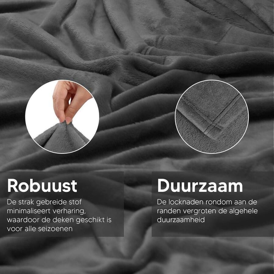 Cosy Fleece Deken Grijs 150x200 cm Warme Zachte Deken voor Bedden Banken Stoelen All Season 300 GSM Dikke Deken