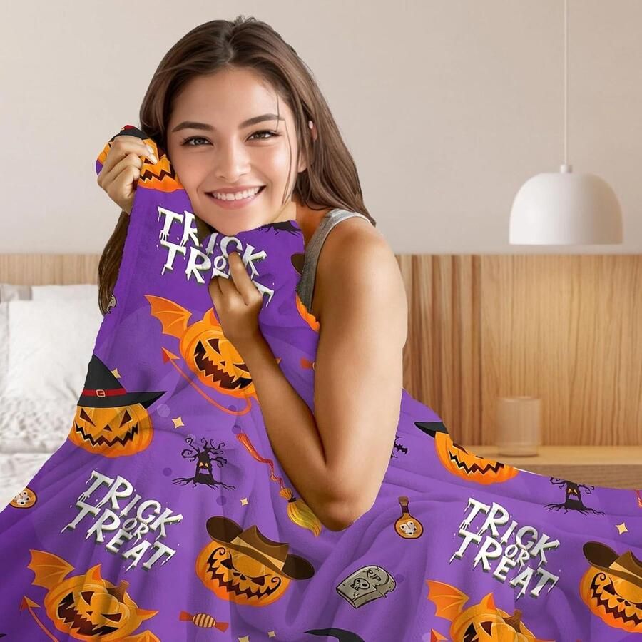 Cosy Fleece Deken Halloween woondeken flanel fleece deken 125 x 150 cm Halloween knuffeldeken wollen deken bank en bed dekens