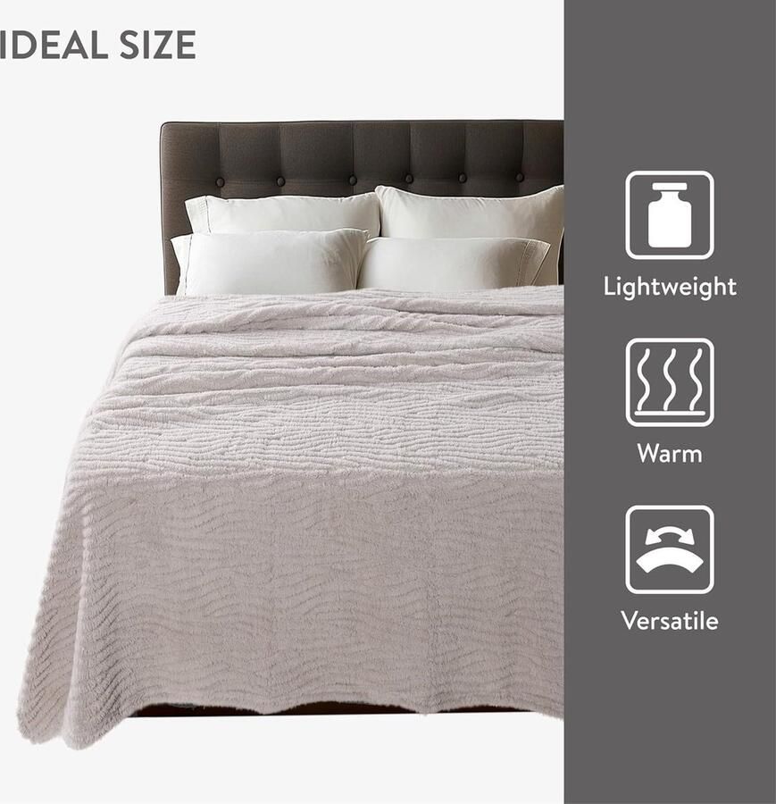 Super zachte fleece deken Sherpa fleece Warm en zacht plaid Knuffeldeken Ideaal voor bed en sofa Wasmachinebestendig Sprei van 180 x 220 cm Beige