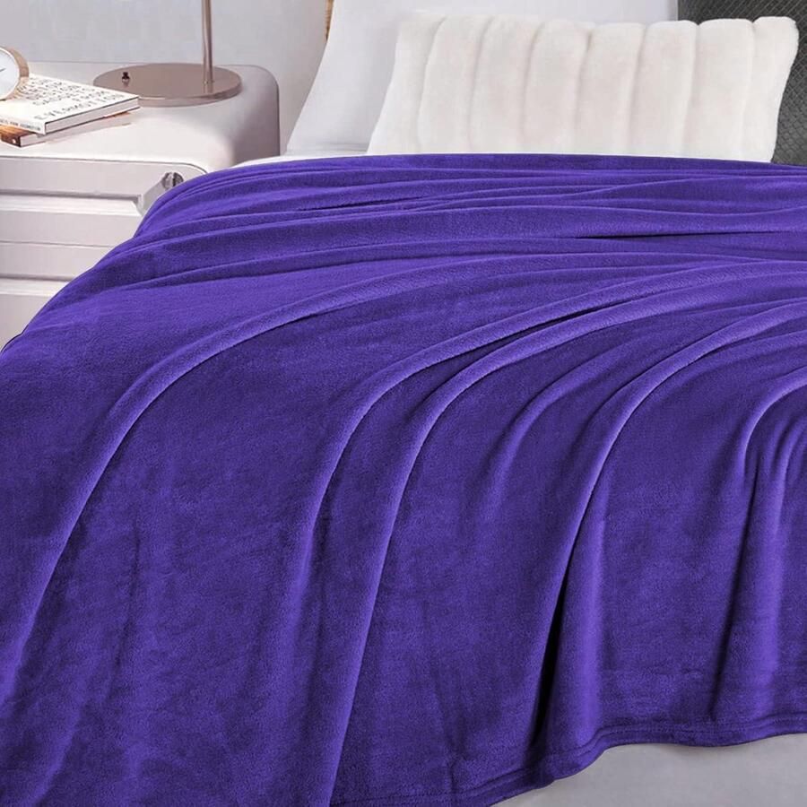 Cosy Fleece Deken Super Zacht Paars 130 x 160 cm Kinderflanel Bed Sofa