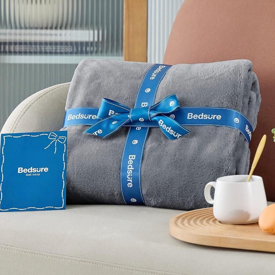 Cosy Fleece Deken Warme en zachte deken voor op de bank Knuffeldeken van 150 x 200 cm in Grijs - Foto 2